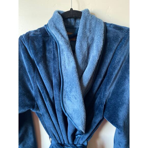 Koolaburra By UGG Womens Blue Cozy Plush Long Sleeve Tie Waist Robe- Size Large - Picture 9 of 9